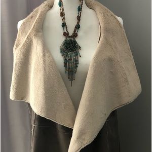 Suede and fur vest